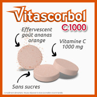 Vitascorbol C 1000 - Complément Vitamine C à Croquer Goût Orange-Ananas - Boîte De 15 Comprimés